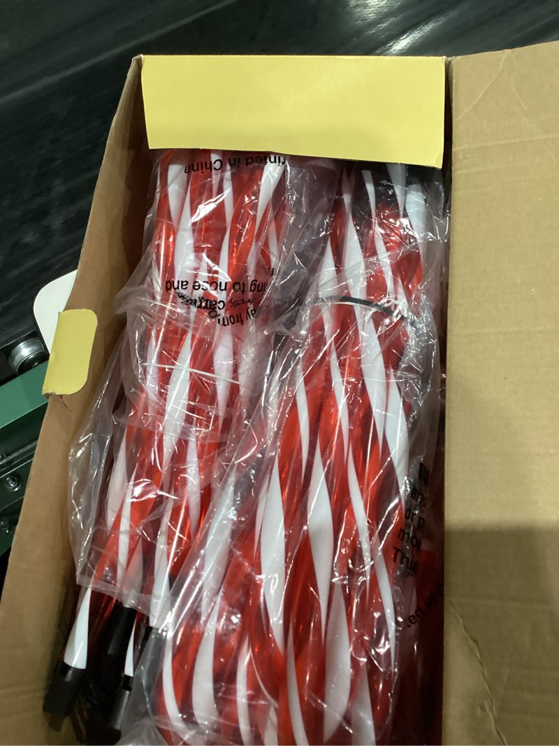 Condition photo showing As Is for 24 Pack Christmas Candy Cane Lights, Christmas Decorations Outdoor Waterproof with 8 Lighting Modes & Memory Function, Plug in Pathway Light for Outside Path Walkway Party Garden Yard Patio Xmas Decor 24 Pack (Plug in)