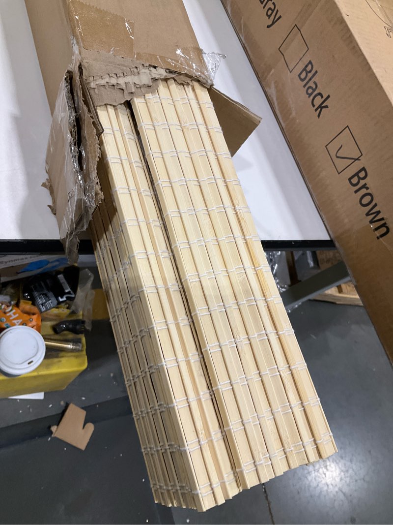 Condition photo showing Good Condition for LazBlinds Cordless Bamboo Roman Shades, Privacy Blinds for Interior Windows, Room Darkening Roll Up Bamboo Blinds for Home & Patio, 20" W x 64" H, Highfield Teak Pricacy - Highfield Teak 20" W x 64" H