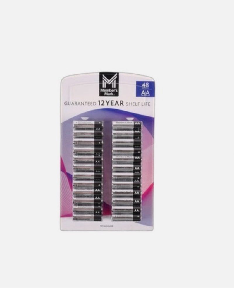 member's mark upn-176541 aa alkaline batteries - 48 pack 12 year shelf life