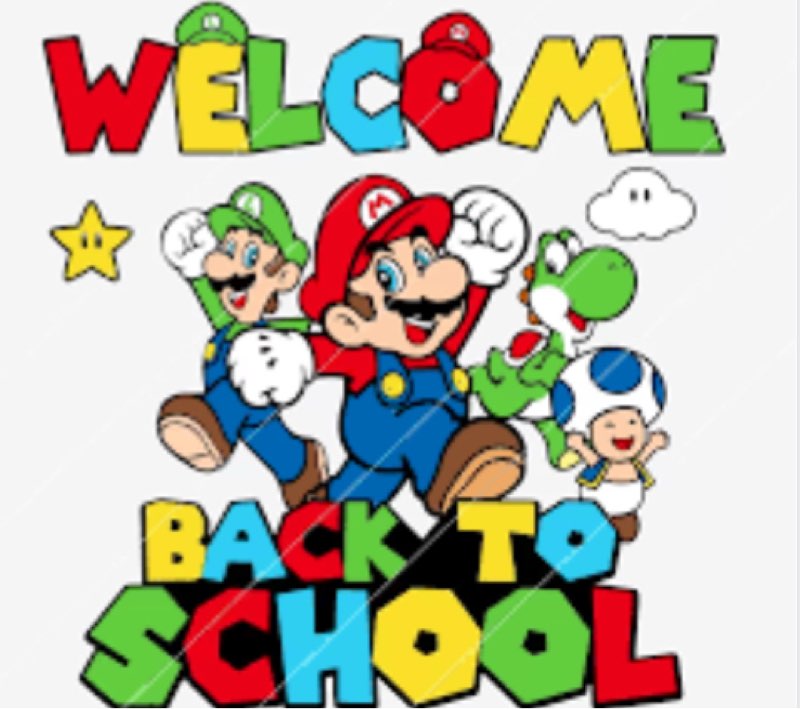 Mario welcome back to school wood sign