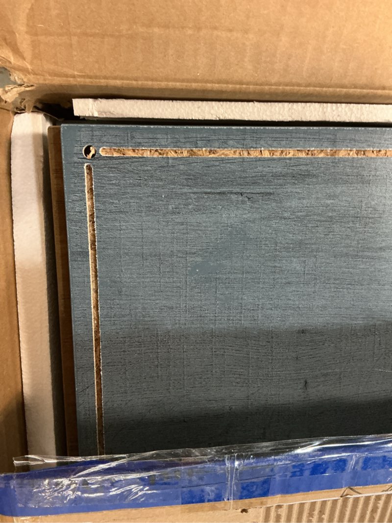 Condition photo showing Good Condition for small farmhouse nightstand, wood night stand set, end table with drawer, small rustic wooden bedside table, bed side table for bedroom, blue end table with storage for bedroom let512lr