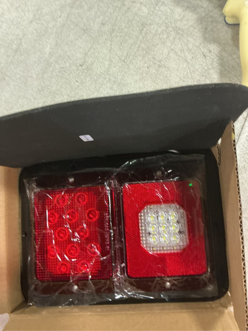 Condition photo showing New/Like New for partsam 2pcs double led trailer tail lights with horizontal mount dual stop turn tail backup reverse lights 33 led, surface mount rv double led taillights, rv double led tail lights, black base red