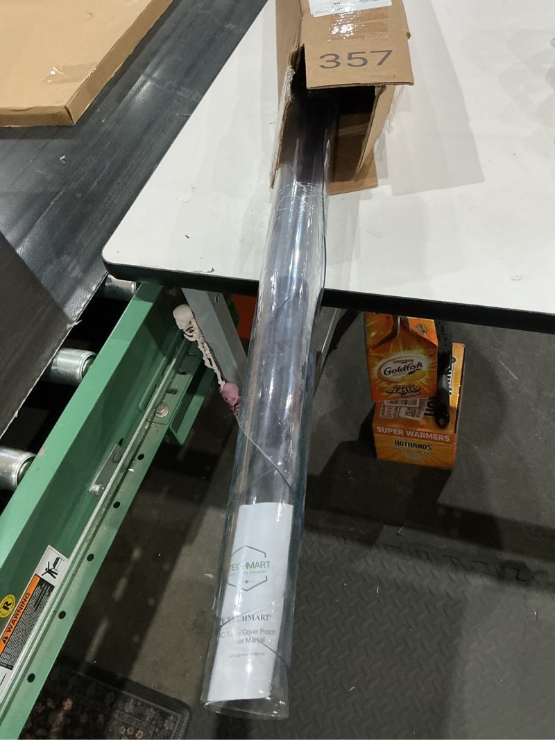 Condition photo showing Good Condition for etechmart clear round table cover protector 48'', 2.0mm thick vinyl waterproof transparent table protector, non-slip heat resistant clear plastic table cover protector for coffee table hard floor 2.0mm clear dia. 48 inches (round)