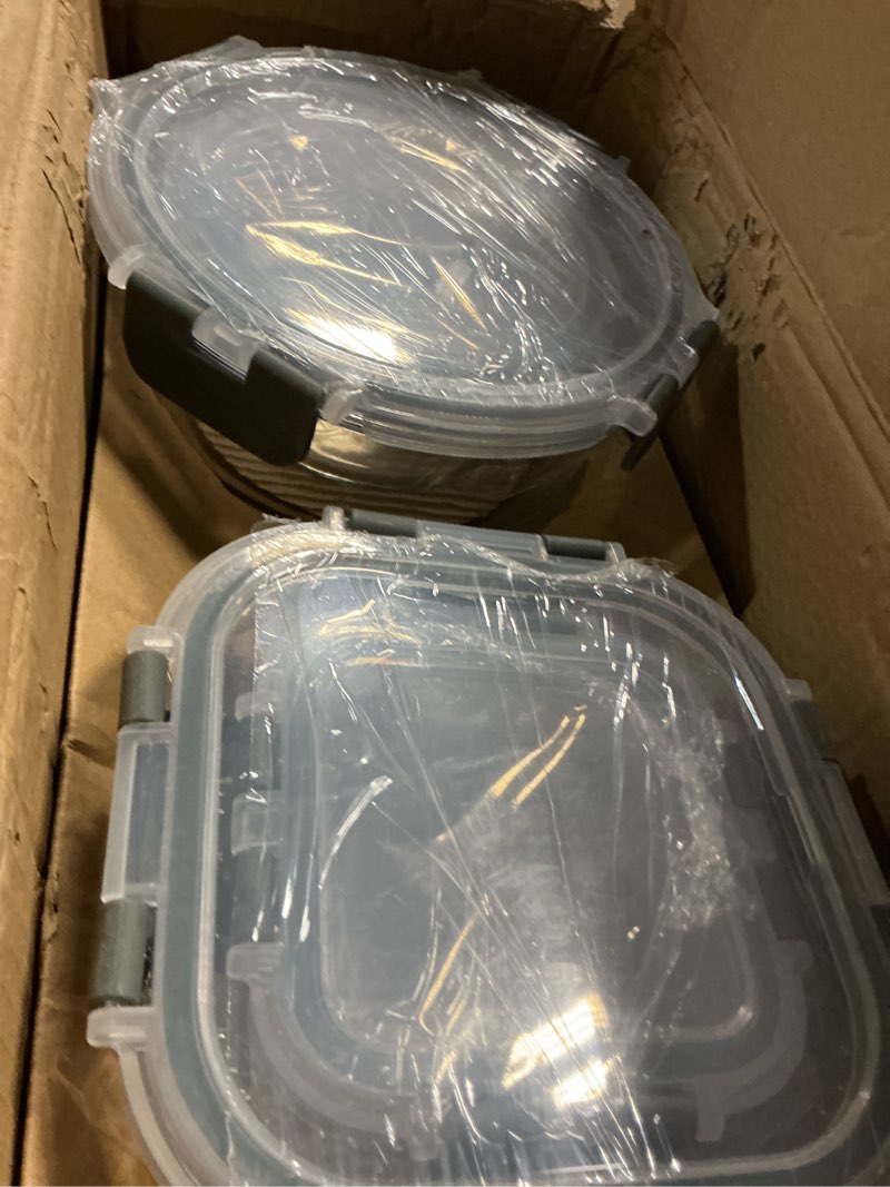 Condition photo showing Good Condition for verones 30 pieces glass meal prep containers set, stackable glass food storage containers with lids-airtight lunch containers?for microwave, oven, freezer & dishwasher,grey gray