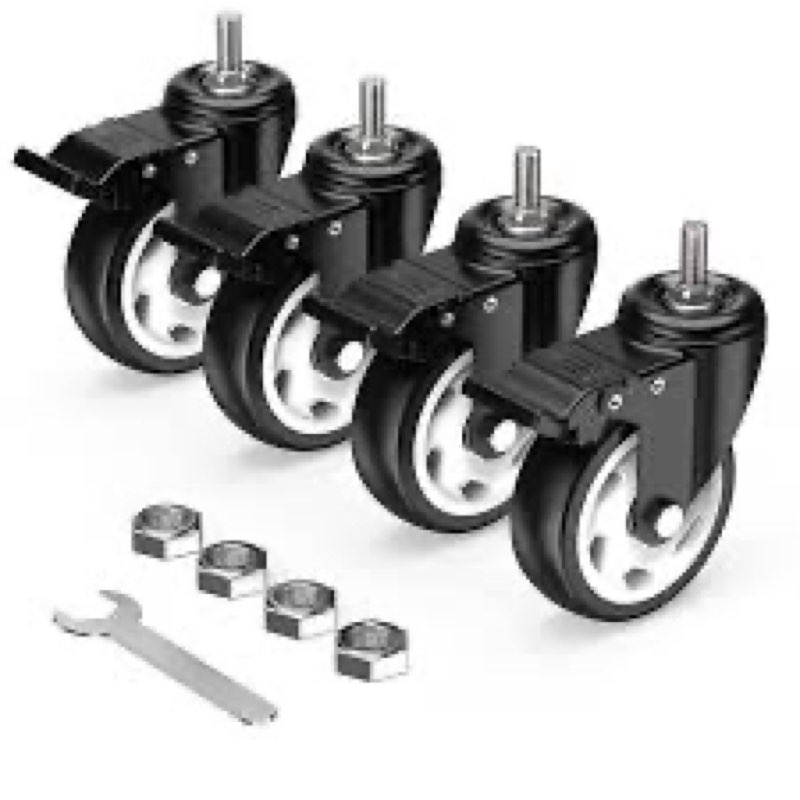 4 Inch Stem Caster Wheels, Heavy Duty Threaded Stem Casters UNC 3/8"-16 x 1 Swivel Casters Set of 4 