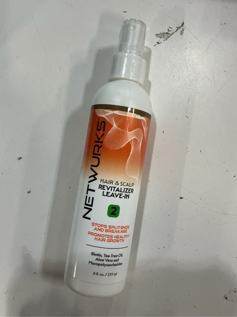 Condition photo showing New/Like New for netwurks hair & scalp revitalizer leave-in spray | restores damaged hair & scalp | heat protectant |( bb 05/2026)