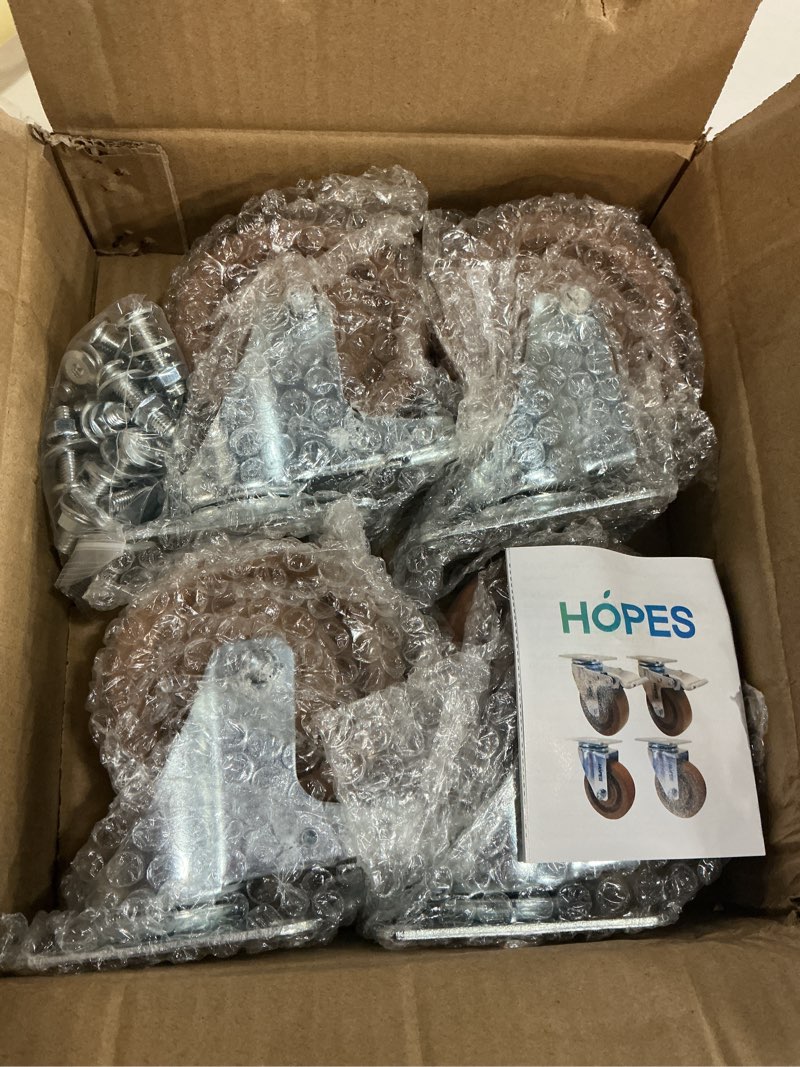 Condition photo showing New/Like New for hopes 4 inch heavy duty hi-temp resistant glass fiiled nylon casters, industrial caster wheel for commercial kitchen, bakery,workdesk- 2 brake 2 swivel (2400lbs) 4 inch (2400lbs)