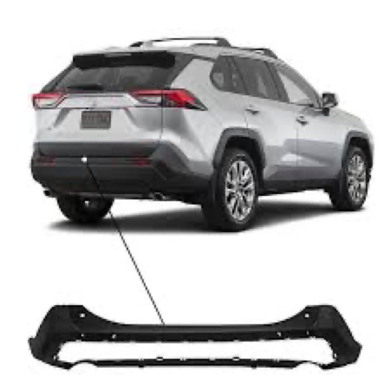 dna motoring factory oe rear bumper cover compatible with rav4 2019-2023 / fits trail/fits without parking aid sensor holes, to1100348 2019 2020 2021 2022 2023, oem-bump-to1100348