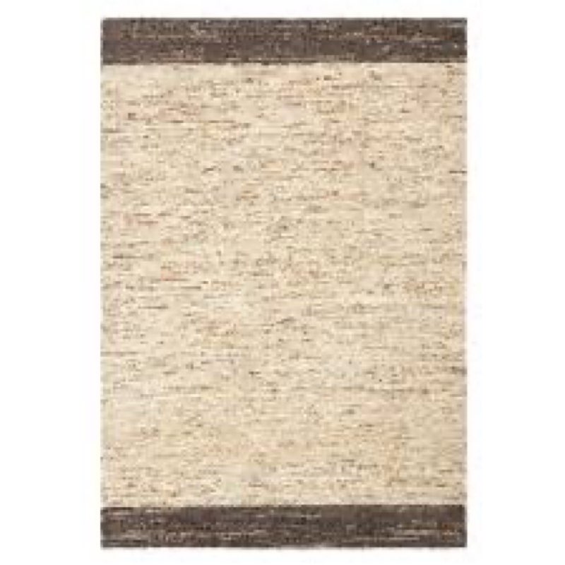 town & country terra montana textured border handcrafted 100% wool area rug, beige/dark brown, 5'x7’