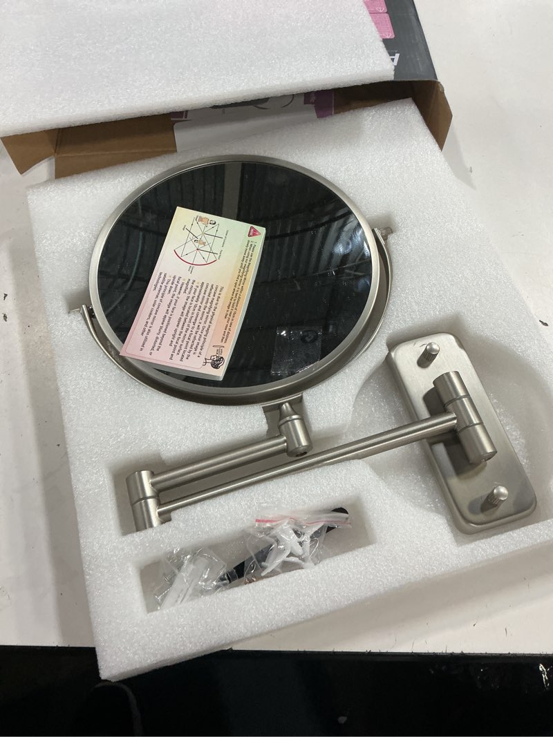 Condition photo showing New/Like New for auxmir 1x/30x wall mounted makeup mirror, double-sided magnifying mirror with tweezers, bathroom makeup mirror, cosmetic vanity mirror with 360 rotation extendable swivel arm, nickel nickel-1x/30x