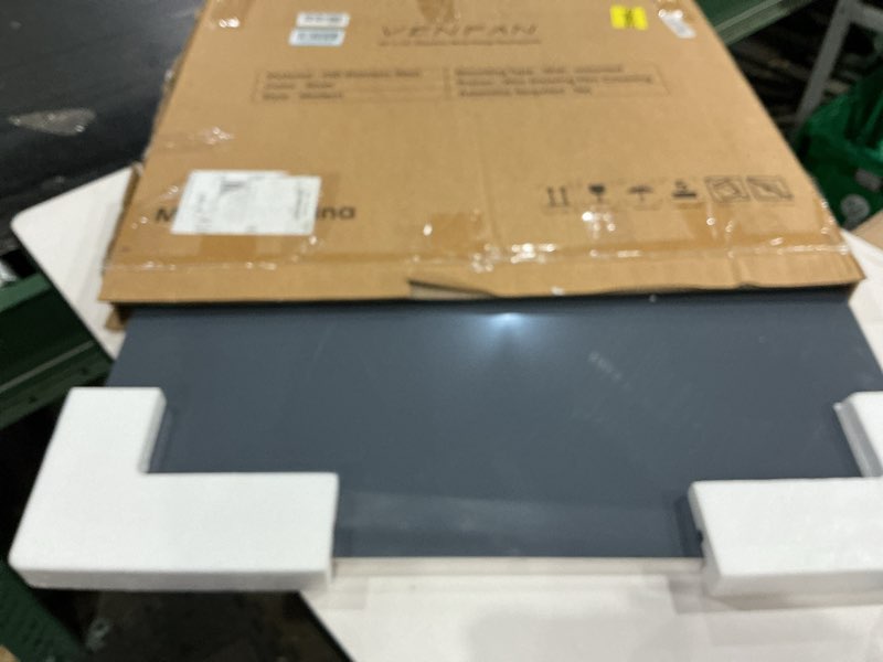 Condition photo showing As Is for 24" x 30" stainless steel backsplash for stove - ultra flat metal splatter guard for kitchen wall, stove backsplash panel with 4 pre-drilled holes, easy install silver 29.5" x 24"