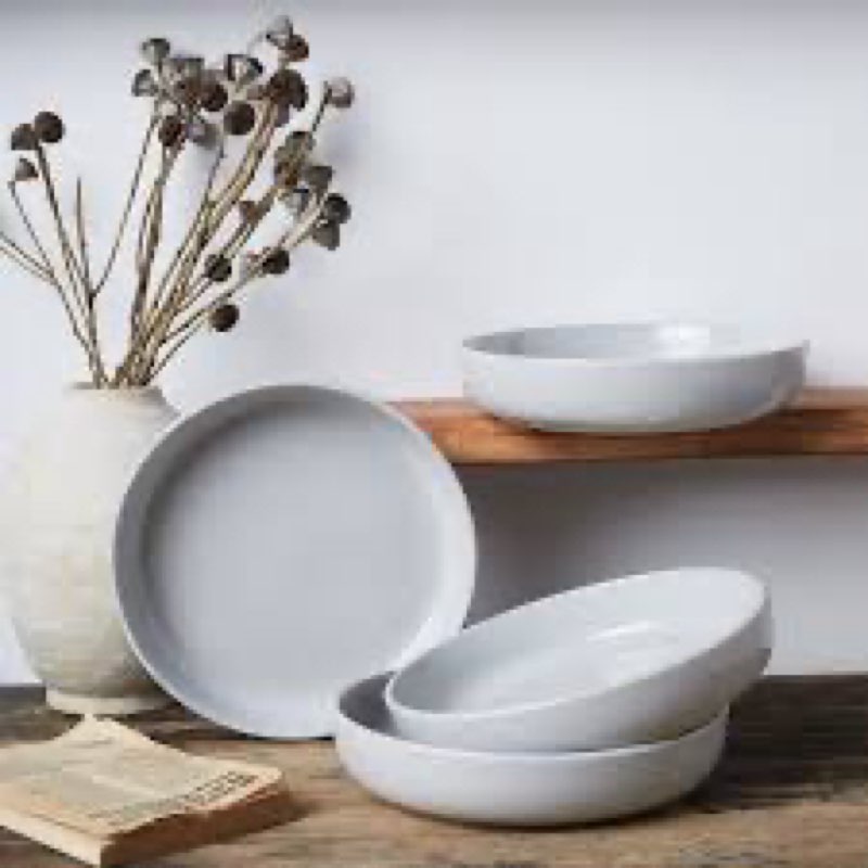 Famiware Milkyway Stoneware Dinnerware Sets with Pasta Bowls, Service for 4 (16 Pieces), Plates and 