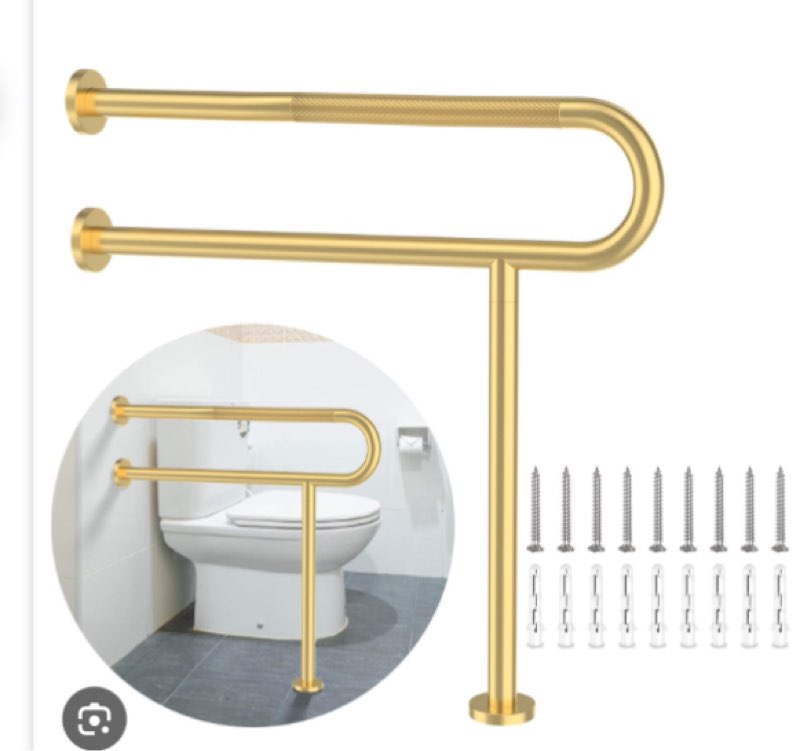 Toilet Support Rail 23.4X 28 Inch, Munzong Anti-Slip Black Handicap Grab Bar for Bathroom, Stainless Steel Knurled Safety handrails with Leg for Elderly Disabled Pregnant-1.25’Tube 24 Inch Black 1