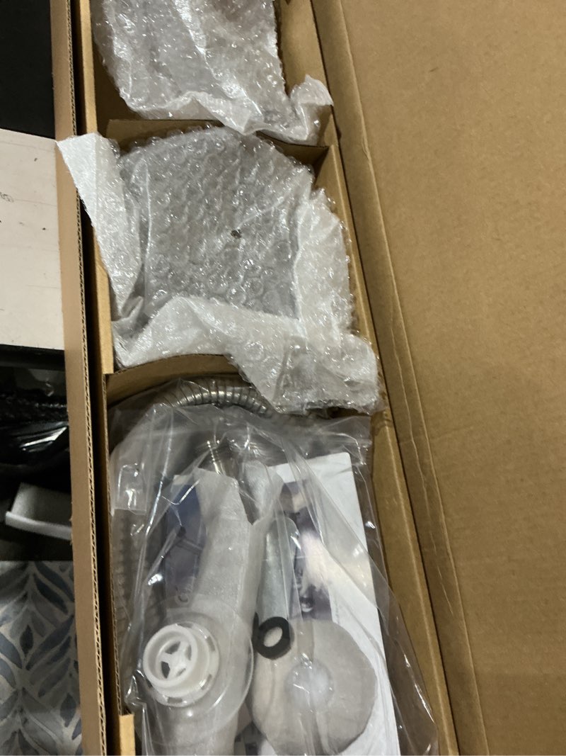Condition photo showing Good Condition for handheld showerhead & rain shower combo for easy reach, 27.5" drill-free stainless steel slide bar, 5”of 5-setting handheld shower and showerhead, with 5ft hose -brush nickel