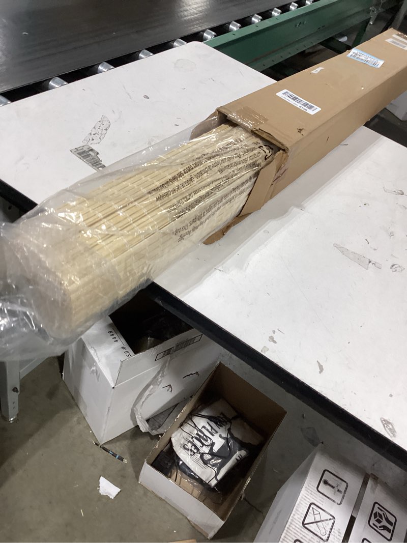 Condition photo showing Good Condition for LazBlinds No Tools No Drill Cordless Bamboo Roman Shades, Privacy Window Treatment, Roll Up Bamboo Blinds for Windows 34'' W x 64'' H, Natural Privacy-natural 34" W x 64" H
