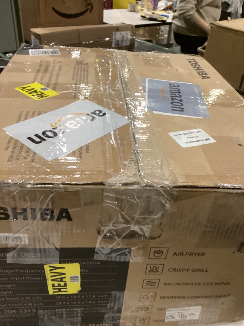 Condition photo showing As Is for TOSHIBA Air Fryer Combo 8-in-1 Countertop Microwave Oven, with Convection, Broil, Odor Removal Mode, 12.4" Position Memory Turntable, Child-Lock, 1.0 Cu.ft, Black Stainless Steel, ML2-EC10SA(BS)