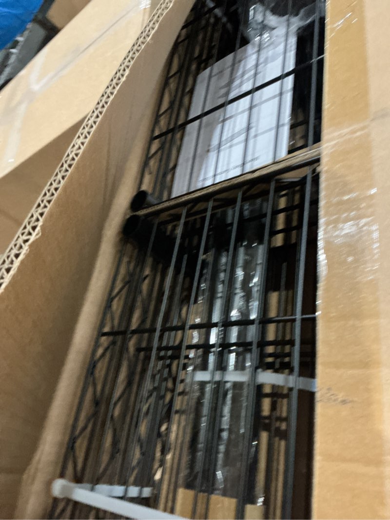 Condition photo showing Good Condition for heavy duty garment rack, metal freestanding closet wardrobe clothes racks for hanging clothes, 4 tiers adjustable wire shelving, 44.9'' l x 16.5'' w x 76.8 '' h, max load 850lbs, black black a3: 5 tiers with 1 rods,44.9"l x 16.5"w x 76.8"h