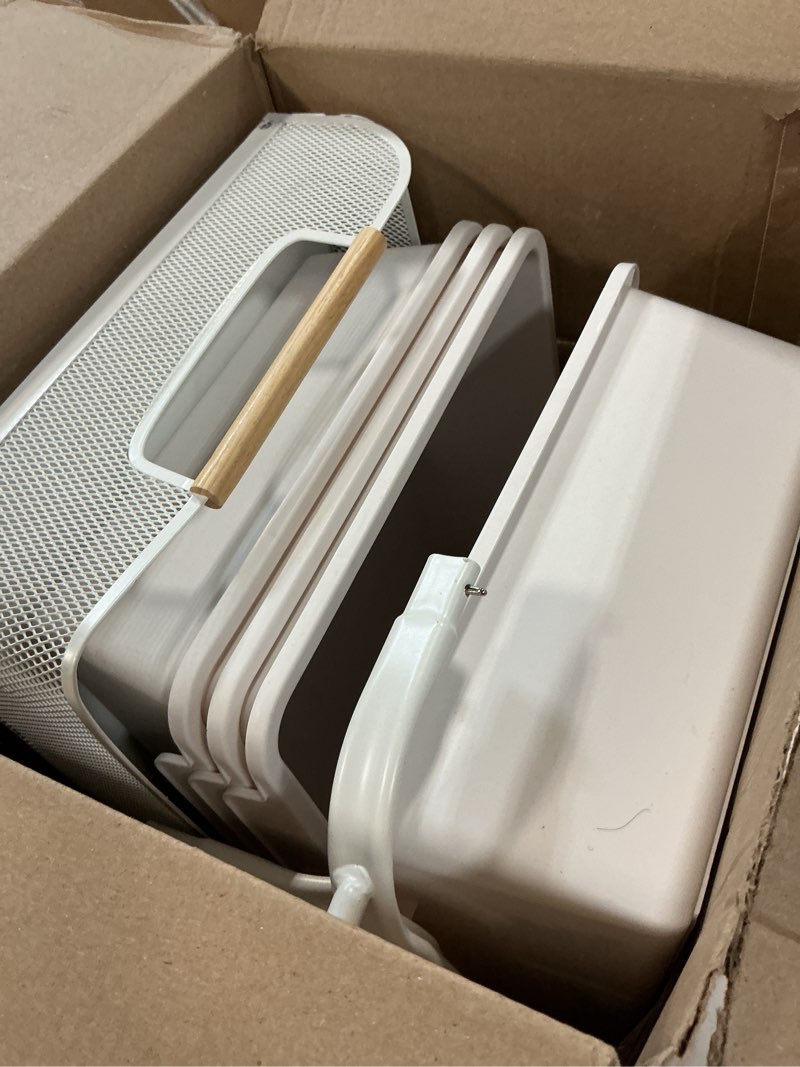 Condition photo showing As Is for Rolling Utility Storage Cart with 4 Drawers - 4 Tiers Rolling Cart Craft Cart, Storage Drawer Cart Organizer for Craft Room Office Bedroom Classroom with Mesh Top & 4 PCS DIY Lable, White