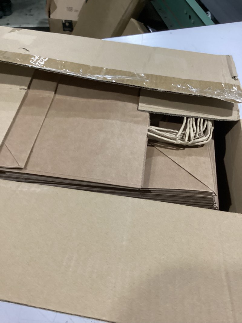 Condition photo showing Good Condition for bagdream 10x6.75x12 100pcs brown paper bags with handles bulk, kraft shopping merchandise retail to go bags for takeout containers, wider-gusset recycled paper gift sacks 1 count (pack of 100)