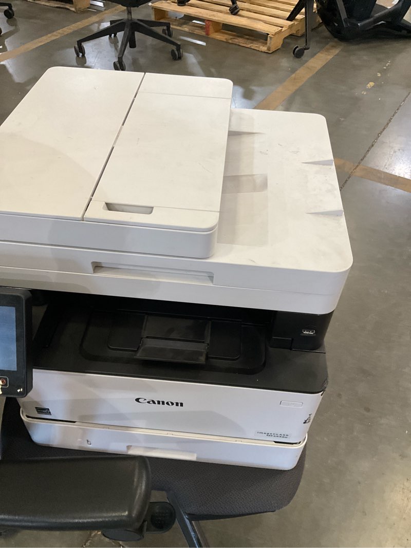 Condition photo showing As Is for canon imageclass mf455dw - monochrome duplex, wireless all-in-one laser printer with scanner, copier and fax, auto document feeder, mobile ready, 3 year warranty, 40 ppm, white monochrome printer with fax black and white laser printer