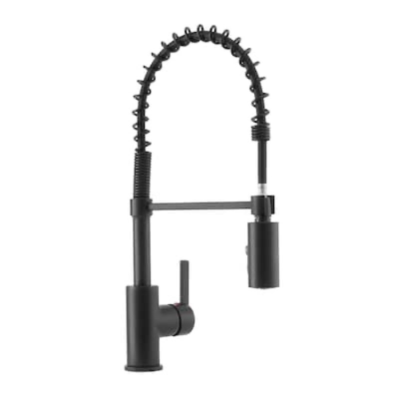 Project Source Flynt Matte black Single Handle Deck-mount Pull-down Kitchen Faucet with Sprayer ( Deck Plate Included )