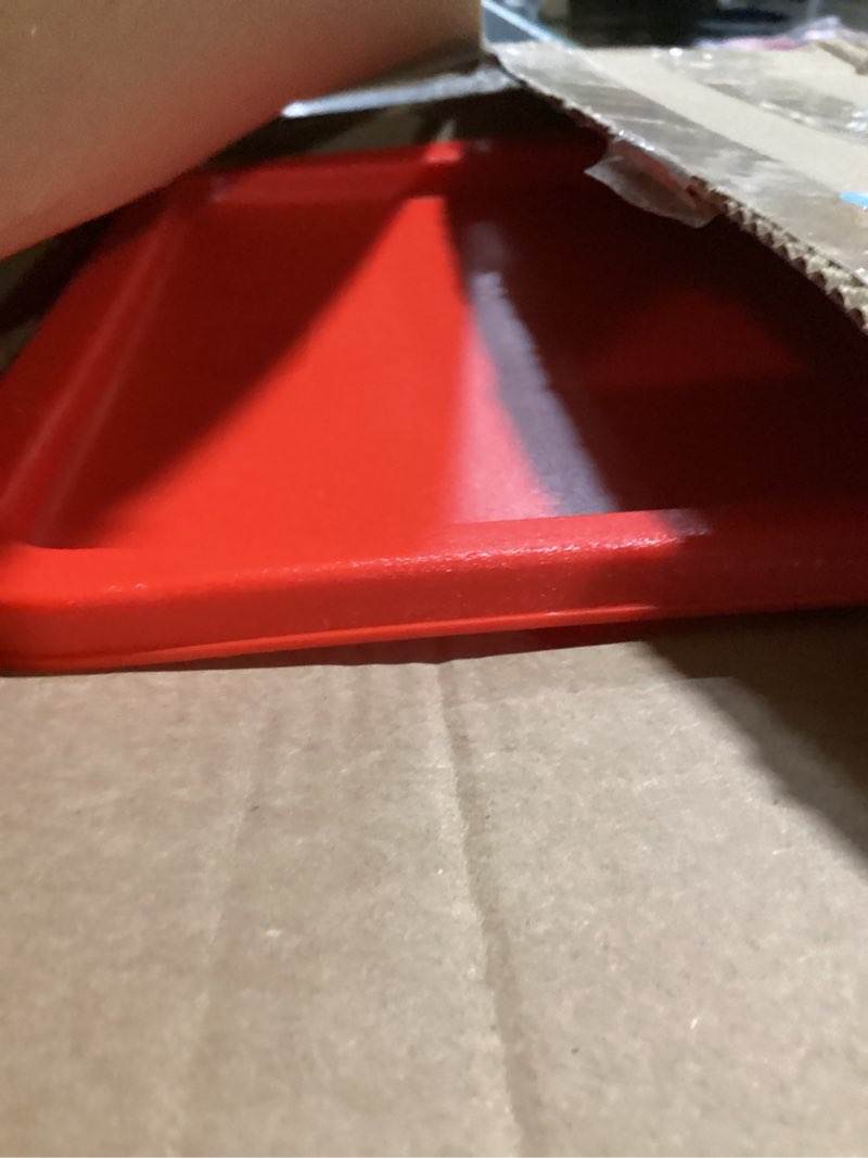 Condition photo showing As Is for suclain 2 pcs square food storage container polycarbonate clear food container with lid commercial rice storage with graduations for commercial kitchen(12 qt,red) red 12 qt