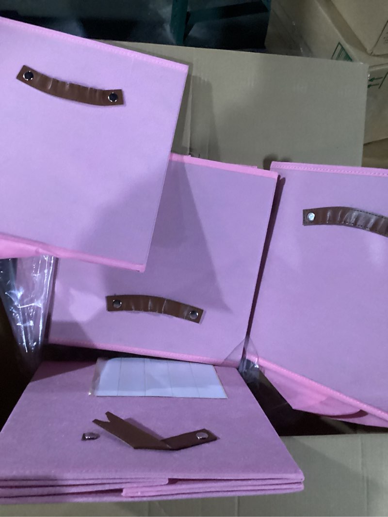 Condition photo showing Good Condition for DECOMOMO Storage Bins, Cube Storage Bin with Labels, Fabric Storage Cubes for Shelves (10.5" x 11" / 6pcs, Pink) Pink Cube 11" / 6pcs