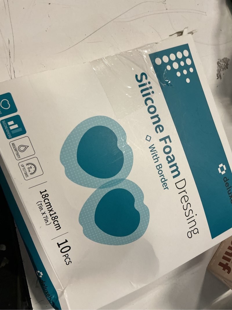Condition photo showing New/Like New for Silicone Foam Dressing with Border, 7" x 7", 10 Pieces