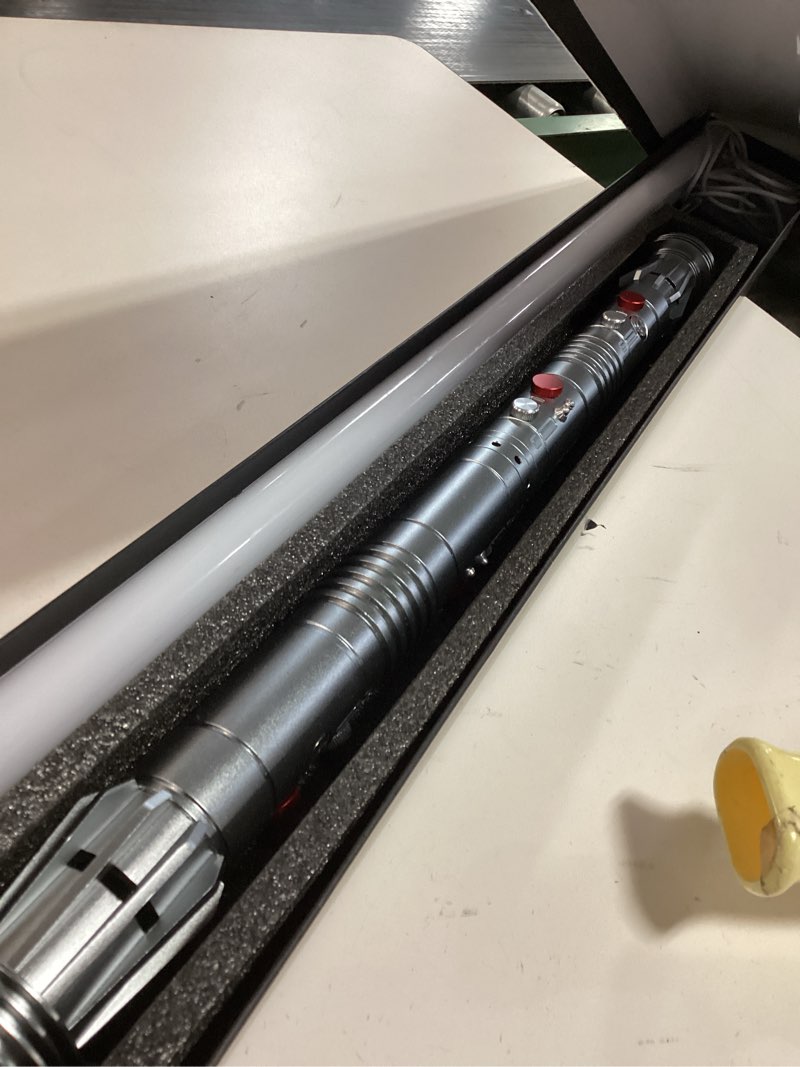 Condition photo showing Good Condition for Kolulere Light Saber, Heavy Dueling Light Sabers 2 Pack, 12 RGB Colors 16 Sound Fonts with Metal Hilt Double-Bladed Light Saber Smooth Swing Motion Control 2 in 1 Light Sabers for Adults