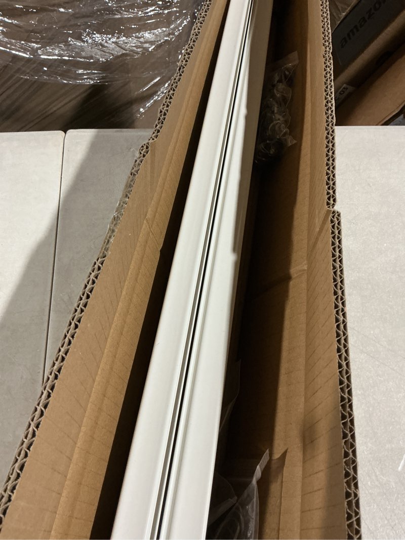 Condition photo showing As Is for Ceiling Curtain Track, Heavy-Duty Curtain Tracks Ceiling Wall Mount for Curtains Ceiling Mounted Curtains Rod Track System with Roller Hooks Sliding Curtains Tracks Rails Set, White (3FT-6FT) 3-6FT