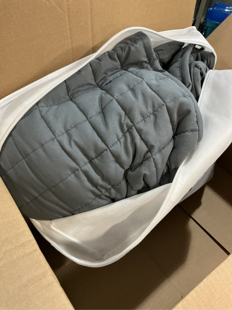 Condition photo showing Good Condition for ynm exclusive 15lbs weighted blanket, bed blanket for one person of 140lbs, ideal for on queen/king bed (dark grey, 60"x80" 15lbs) 60 in x 80 in 15 lb exclusive microfiber dark grey