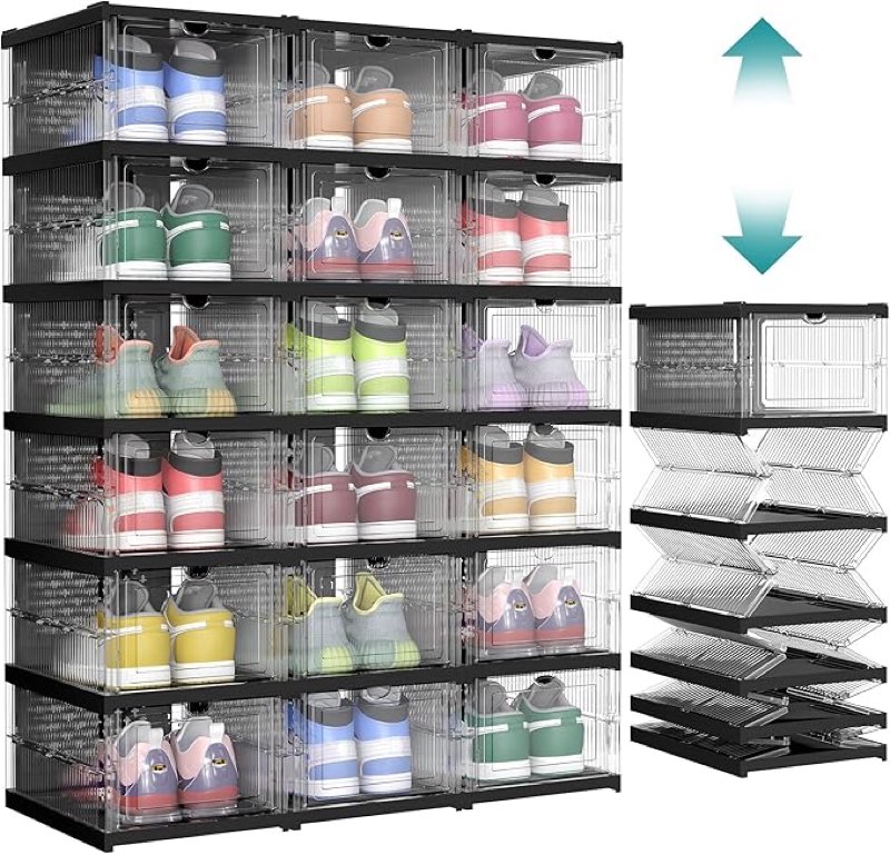 songmics shoe boxes, pa...nizers, black 