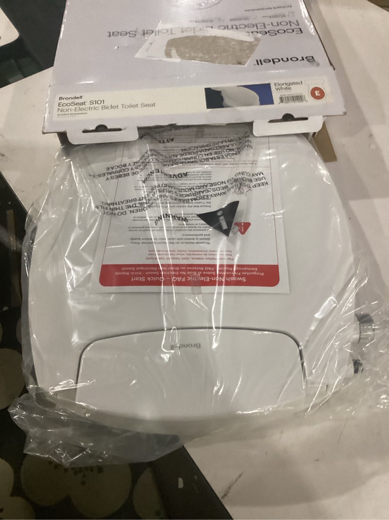 Condition photo showing As Is for brondell bidet toilet seat non-electric swash ecoseat, fits elongated toilets, white - dual nozzle system, ambient water temperature - bidet with easy installation s101 elongated
