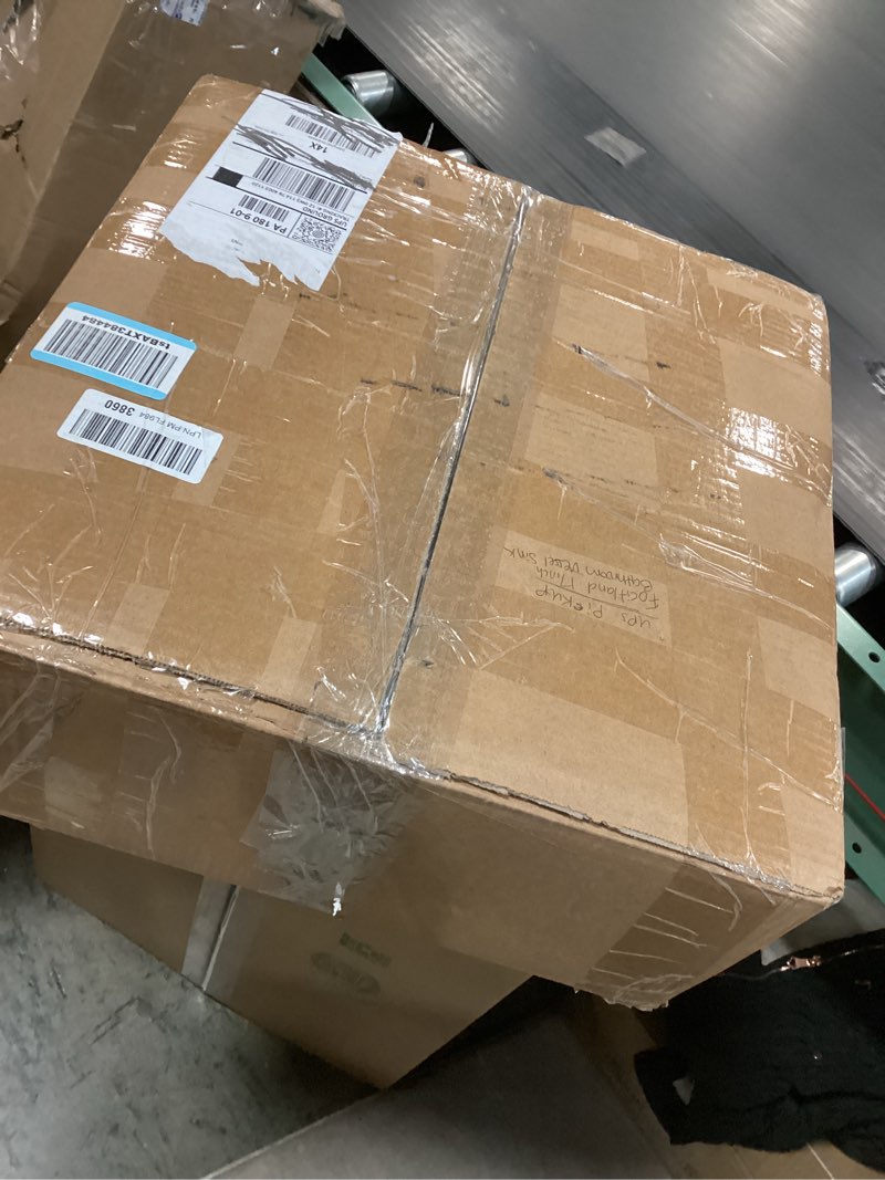 Condition photo showing New/Like New for 17 Inch Bathroom Vessel Sink Black Ceramic Vessel Sink with Waterfall Faucet and Pop-Up Drain Combo,Above Counter Round Bathroom Sink Bowl