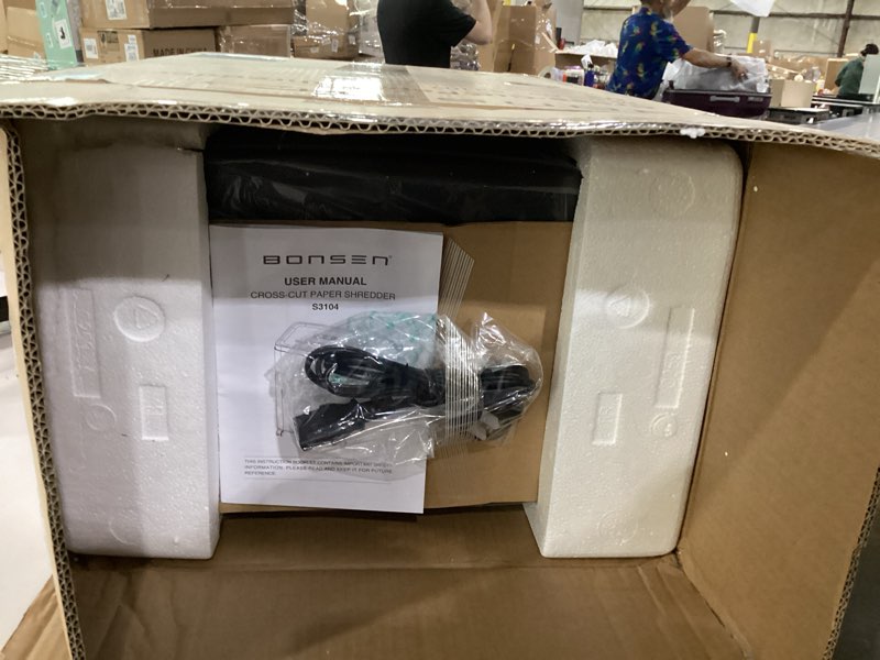 Condition photo showing New/Like New for bonsen paper shredder, 20-sheet 60 mins nonstop heavy duty paper shredder for office, 60db ultra quiet cross-cut shredder with 6.6 gals basket, anti-jam cd and credit shredder for home office (s3104)
