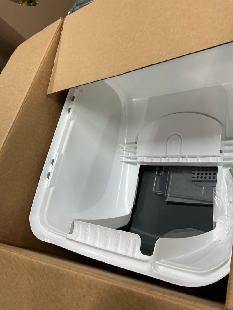 Condition photo showing As Is for catit airsift jumbo hooded litter pan, warm gray/white - privacy and easy access for cleaning - ideal for larger or multiple cat households