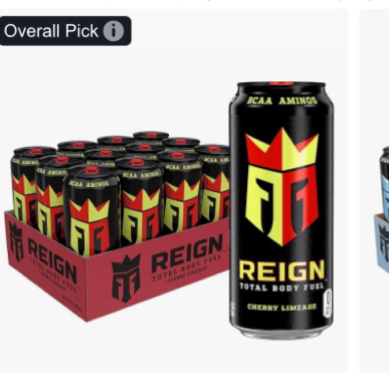 reign total body fuel, cherry limeade, fitness & performance drink, 16 fl oz (pack of 12)