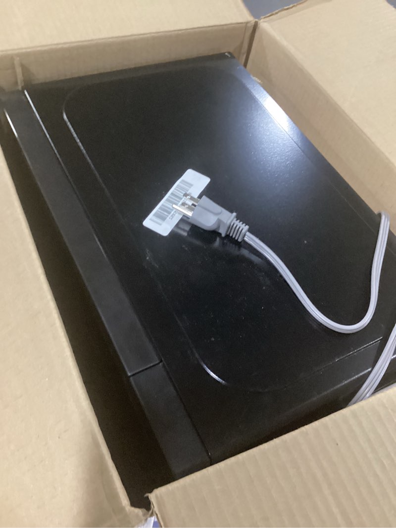 Condition photo showing As Is for COMFEE' EM720CPL-PMB Countertop Microwave Oven with Sound On/Off, ECO Mode and Easy One-Touch Buttons, 0.7cu.ft, 700W, Black 0.7 Cu.Ft Black