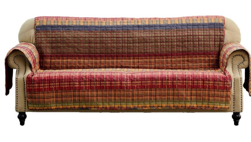Reversible Gold Rush Arm Chair Furniture Protector Slipcover Red/Yellow - Greenland Home Fashions: Durable Quilted Cover