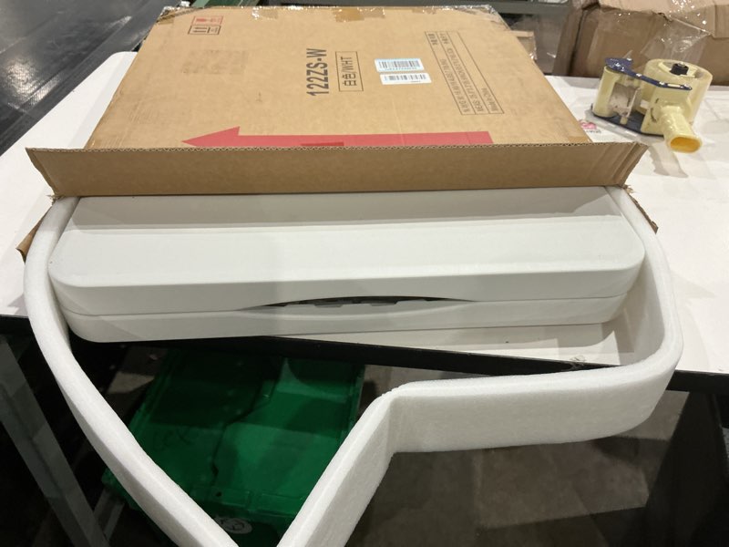 Condition photo showing Good Condition for 4ft folding table, portable fold-in-half adjustable height utility table for indoor/outdoor use, durable hdpe & steel, stable & lightweight, multi-purpose, white