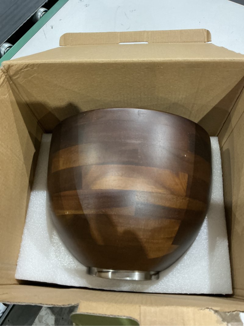 Condition photo showing Good Condition for premium american walnut wood mixing bowl, compatible with kitchen aid 4.5 & 5 qt tilt-head stand mixers, wooden mixing bowls for mixer with stainless steel locking base, natural true walnut