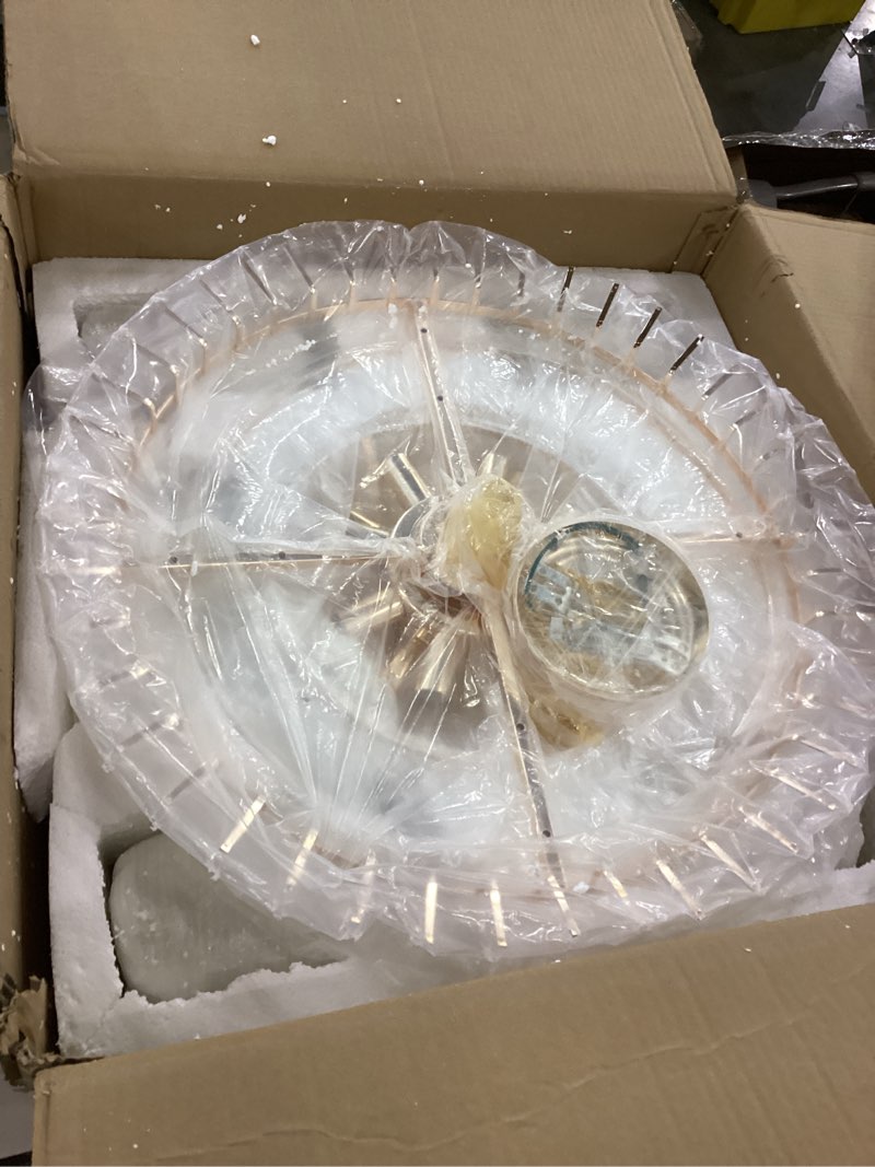 AXILIXI Gold Crystal Chandelier 24’’ Modern Round Chandeliers for Dining Room K9 Crystal Ceiling Pen