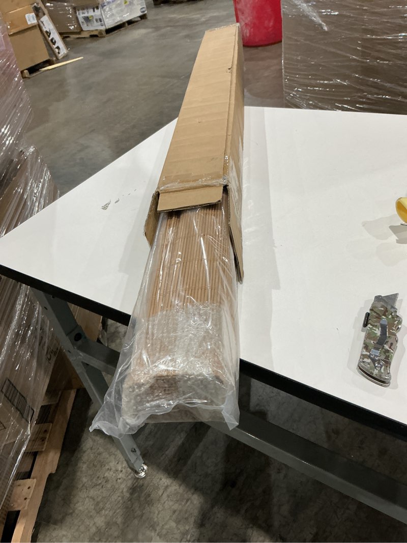 Condition photo showing Good Condition for cordless bamboo roman shades for windows, 100% blackout backing fabric for light blocking, 20" w × 64" h - papara carbon blackout - papara carbon 20" w × 64" h