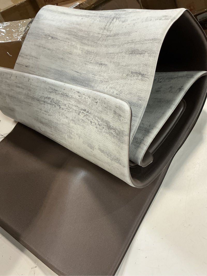 Condition photo showing Good Condition for KIMODE Anti Fatigue Kitchen Mats for Floor, Abstract Farmhouse Kitchen Rugs, Cushioned Kitchen Floor Mats, Comfort Standing Mat for Sink, Laundry, Office, Desk Multi-Grey 17"x47"+17"x29" 17.3" x 47"+17.3" x 29"--0.47 inches Grey/Multi