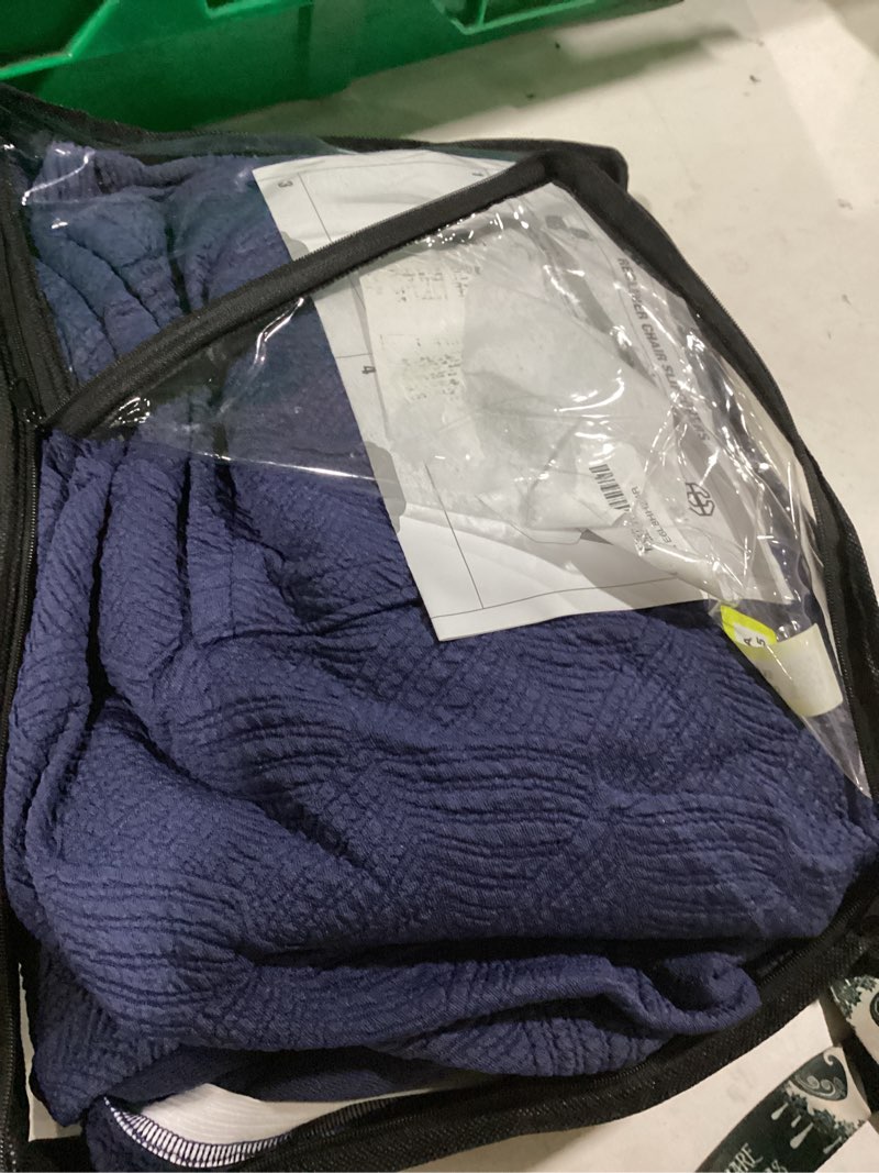 Condition photo showing New/Like New for timeles recliner covers recliner chair covers reclining couch covers sofa slipcovers stretch soft washable (one-seater, navy blue) navy blue one-seat