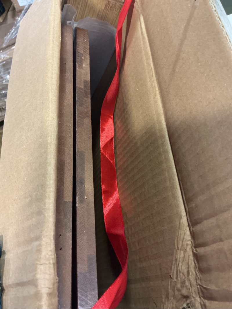 Condition photo showing As Is for HollyHOME Bamboo TV Stand with Storage for TVs up to 65'', Modern Entertainment Center with 2 Open Shelf, Accent Media Console Table for Living Room, Bedroom, 55"(L), Walnut