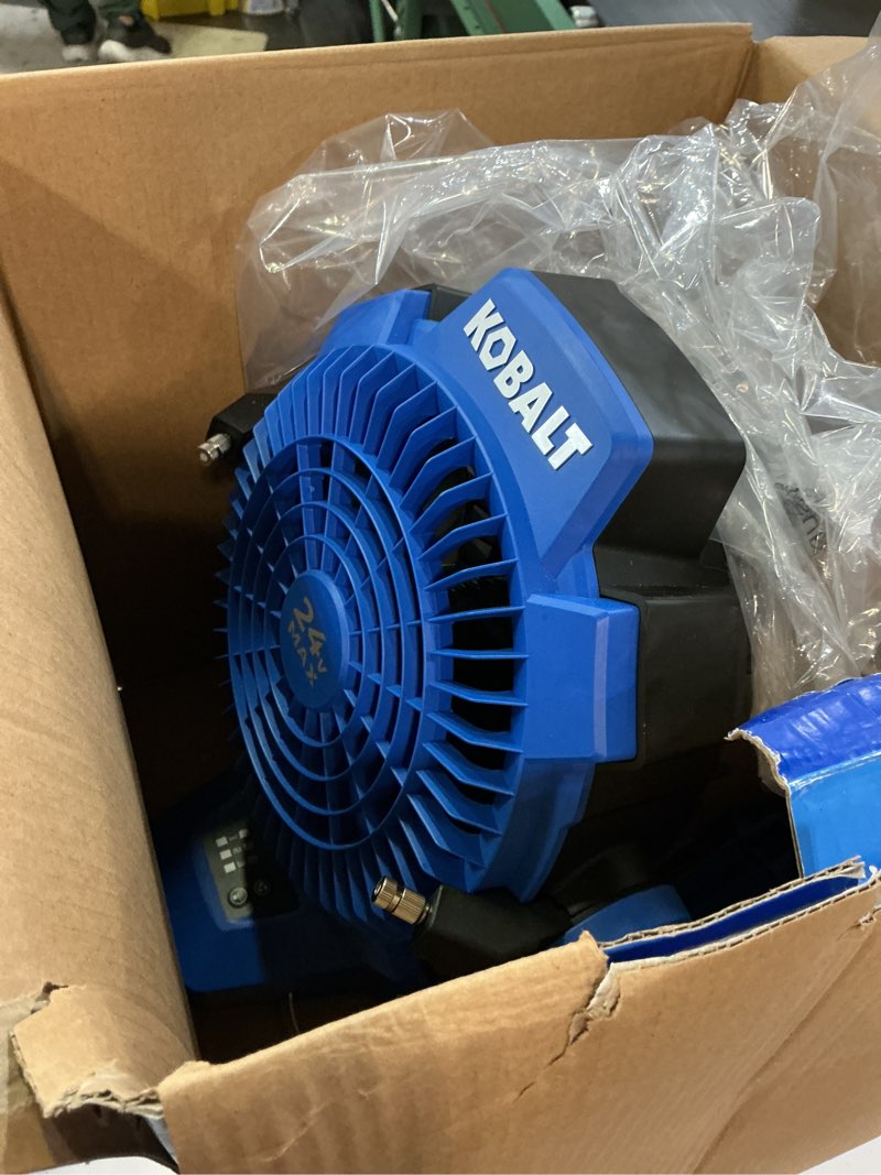 Condition photo showing Good Condition for kobalt 7-in 24-volt 3-speed high velocity indoor/outdoor blue misting floor fan (battery and charger included)