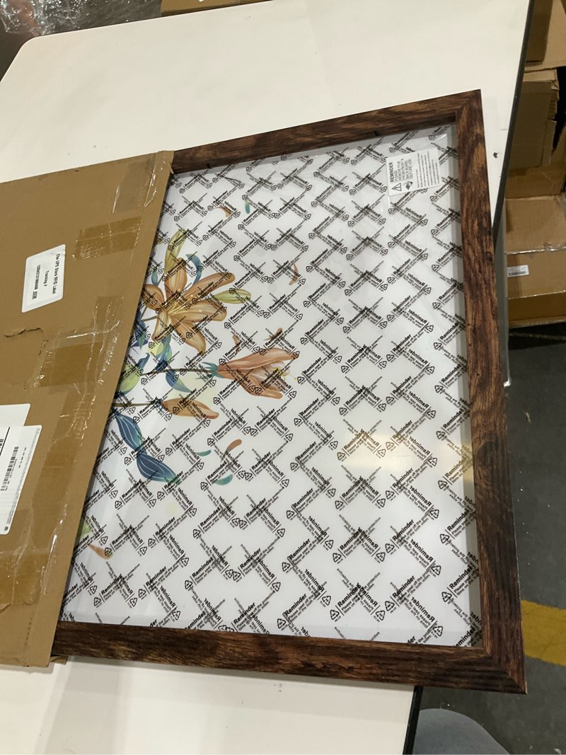 Condition photo showing As Is for BESCRCL 19x27 Picture Frame Puzzle Brown, Poster Frames Wall Hanging, Display Pictures 19 x 27 without Mat, 1 Pack Brown 19x27