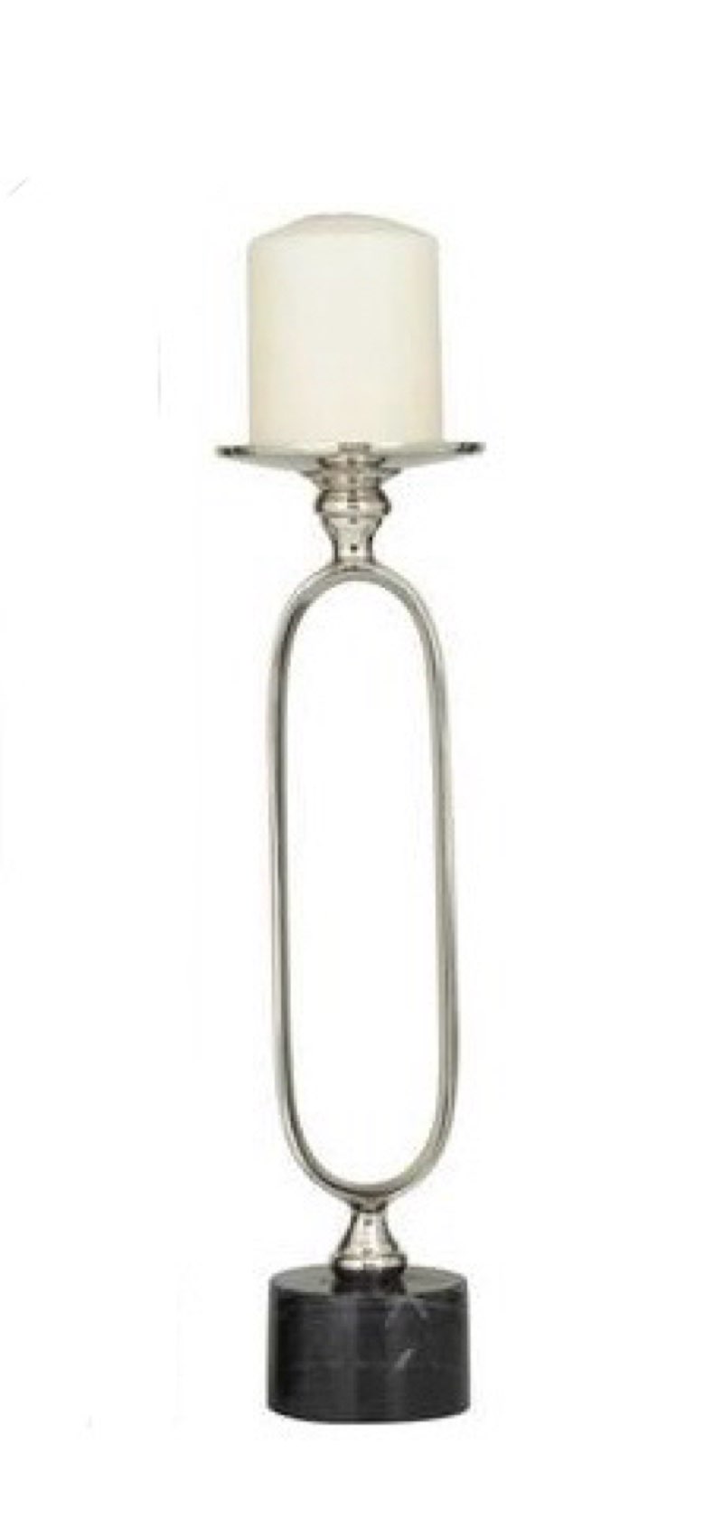 Silver Aluminum Modern Candle Holder, 15''