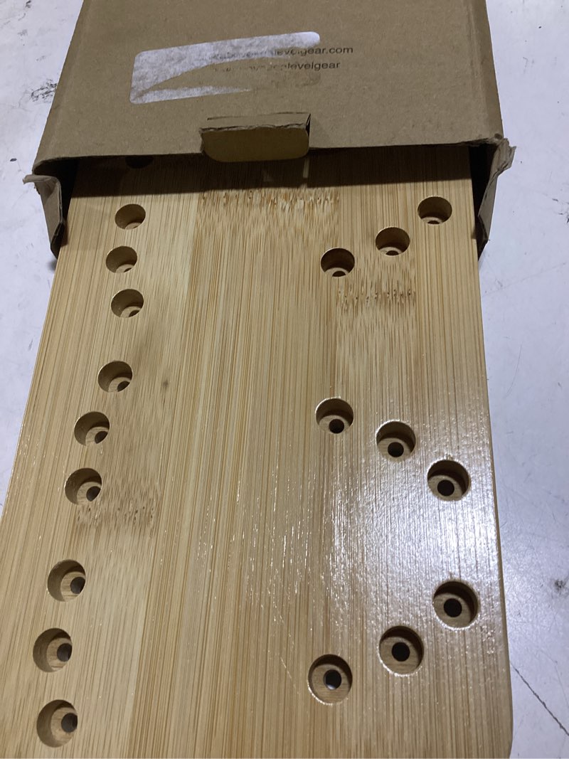 Condition photo showing As Is for adjustable bamboo tumbler lid organizer - holds up to 20 lids - water bottle lid organizer